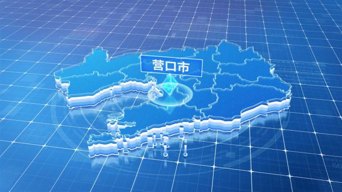 辽宁省营口市蓝色科技感定位地图