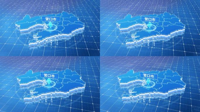 辽宁省营口市蓝色科技感定位地图