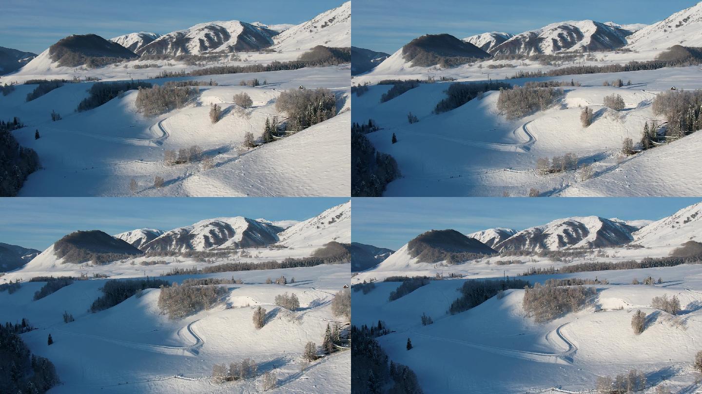 新疆阿勒泰禾木冬天雪景