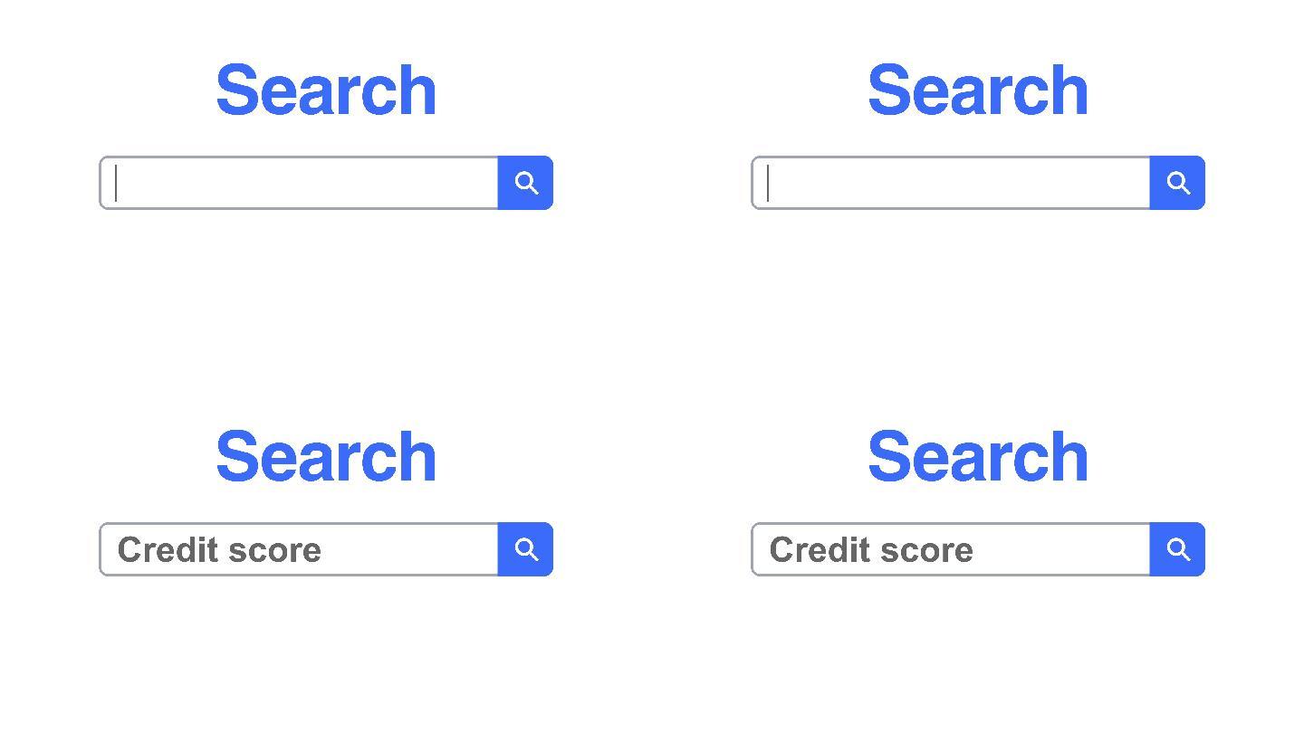 网络浏览器或带有搜索框的网页，该搜索框键入用于互联网搜索的信用评分