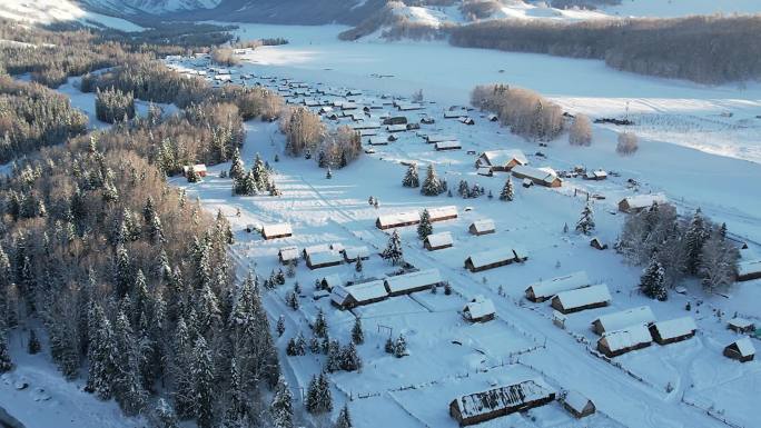 阿勒泰禾木冬天雪景