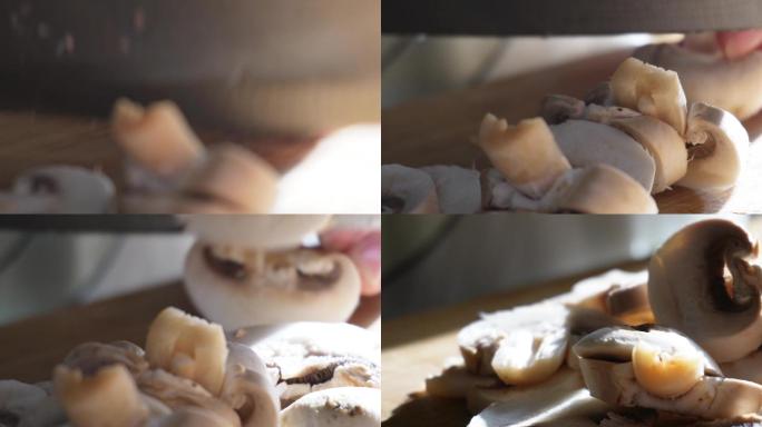 口蘑白蘑菇清洗切片 (1)