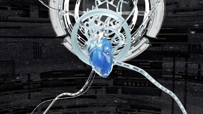 科幻感机械心脏动画 3D渲染
