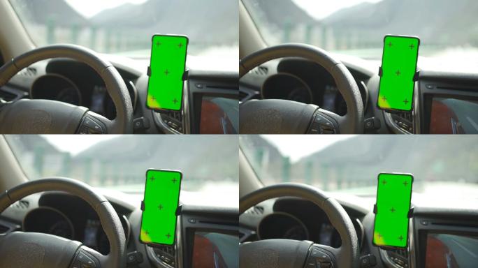 在驾驶时使用绿色屏幕的智能手机