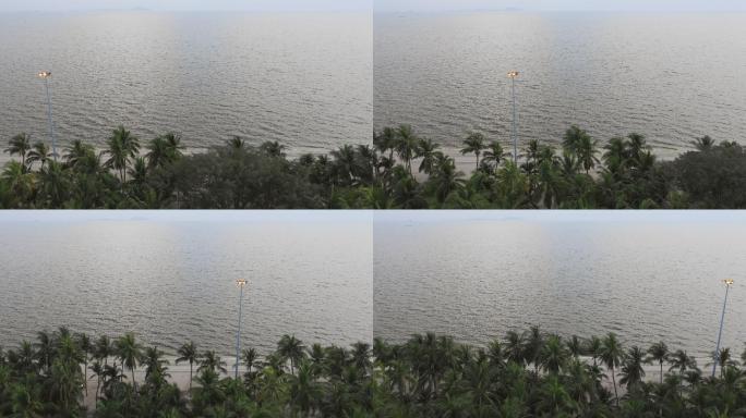 新冠病毒爆发期间隔离期间的Bang Saen海滩俯视图