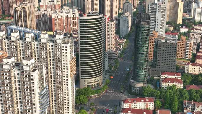 4K原素材-上海江苏路，兆丰世贸大厦