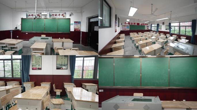 教室 4K 课桌 黑板 空教室