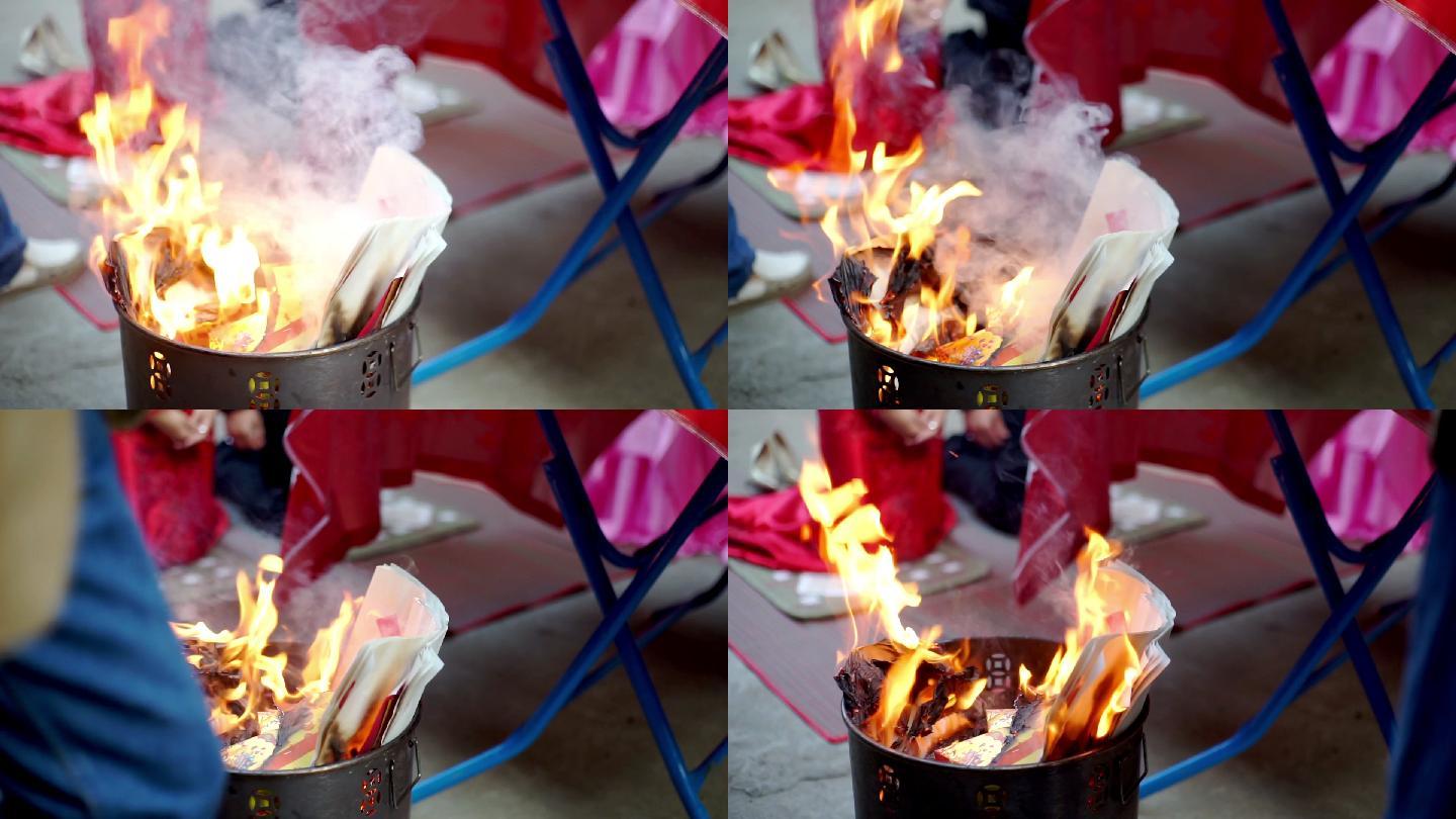 烧纸祭祖，中国古代传统节日。