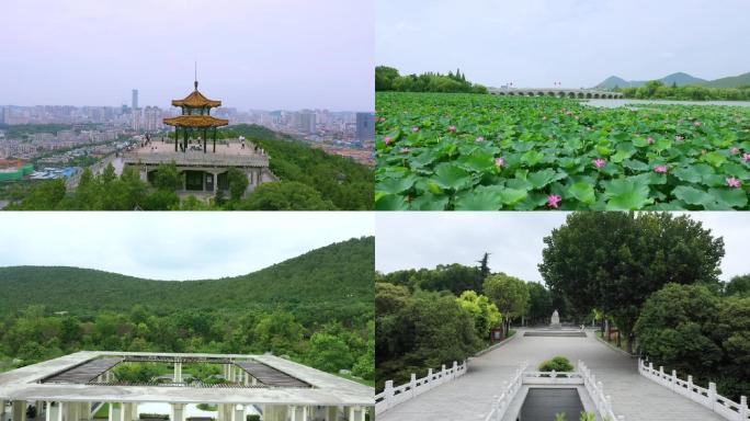 徐州云龙湖彭祖园风景4k航拍超清素材