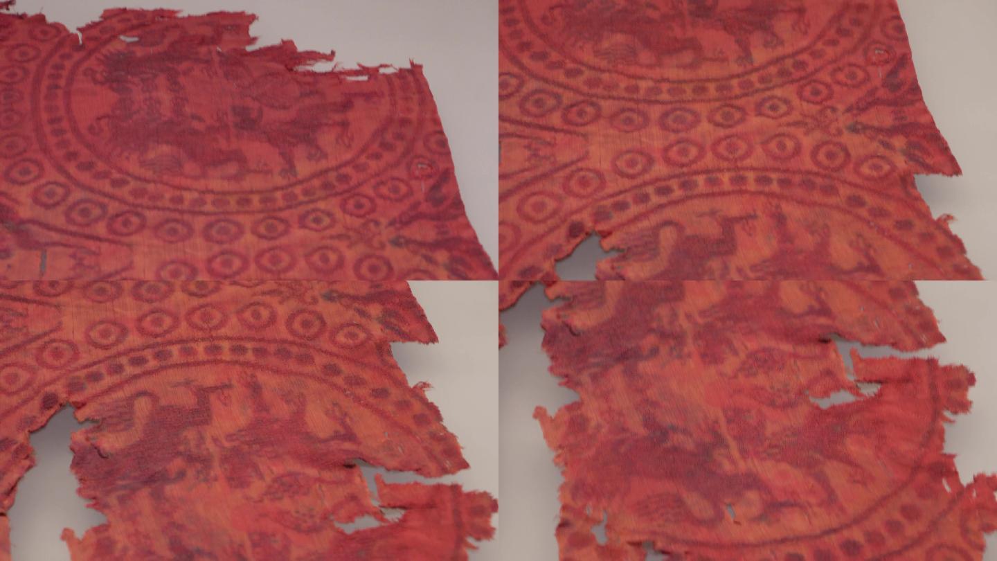 古代印染技术红色花纹布料 (4)~1