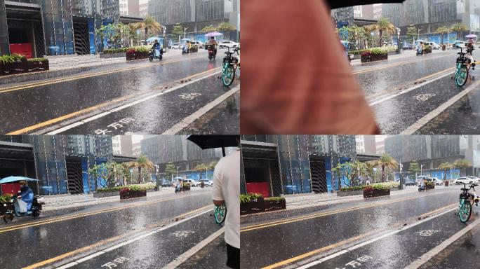 0001_V实拍下雨城市街道