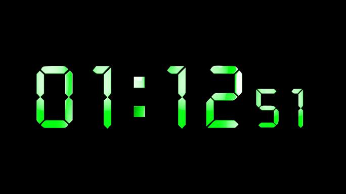 4K绿色液晶数字倒数2分钟精确毫秒 2
