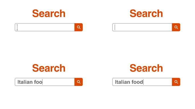 网络浏览器或带有搜索框的网页，输入意大利食物进行互联网搜索