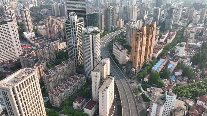 5K原素材-上海长宁区高楼大厦城市全景