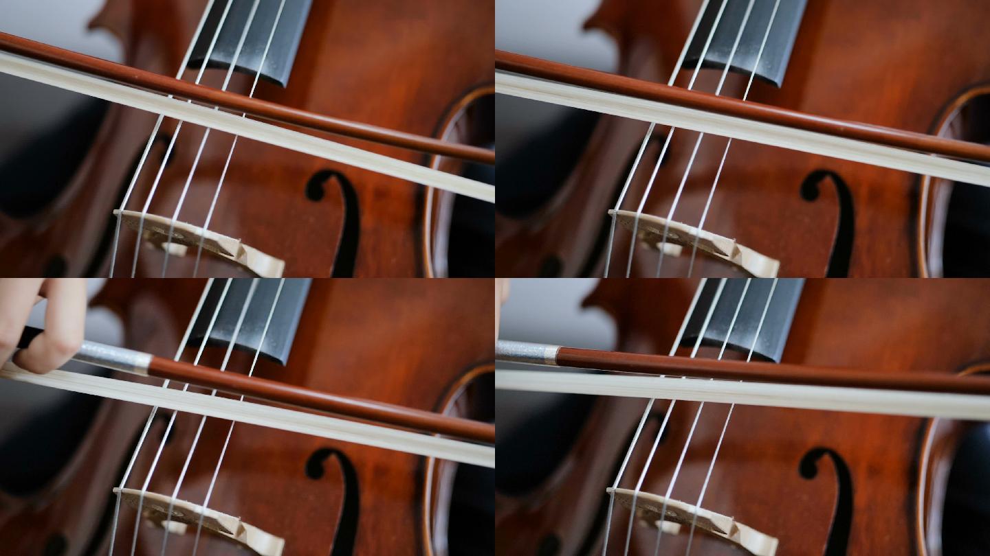 在家练习大提琴的特写镜头