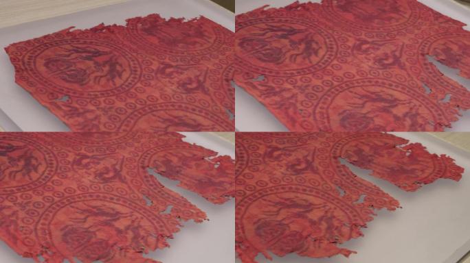 古代印染技术红色花纹布料 (2)~1