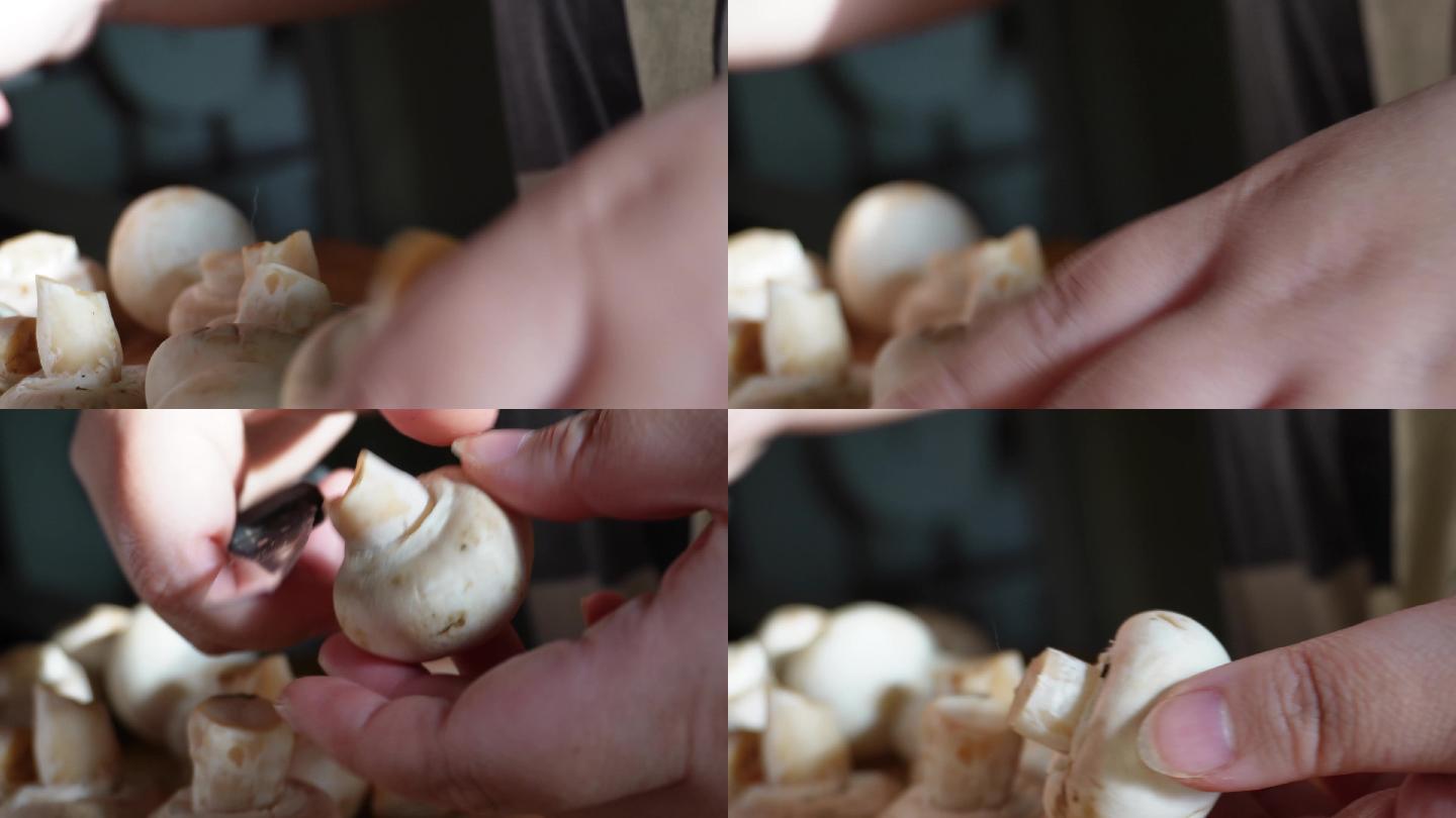 口蘑白蘑菇清洗切片 (7)