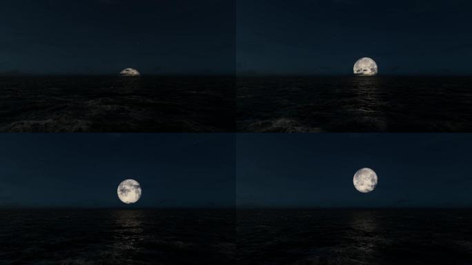 海上明月月亮升起过程延时素材