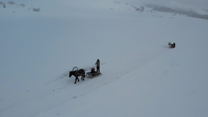 阿勒泰禾木冬季雪景航拍