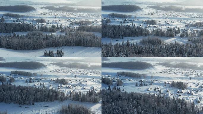 新疆阿勒泰禾木冬天雪景