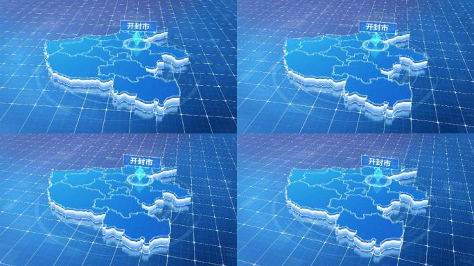 河南开封市蓝色科技感定位地图