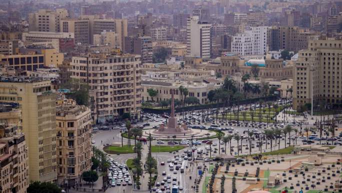 埃及开罗经济发展绿化商圈cbd鸟瞰楼群建