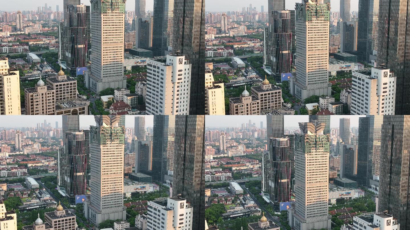 4K原素材-航拍南京西路商圈中欣大厦