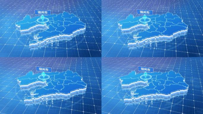 辽宁省锦州市蓝色科技感定位地图