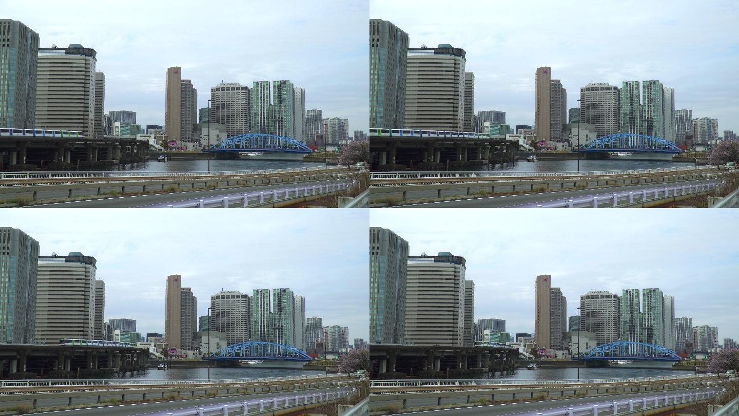 河滨的高层公寓。沿着运河看风景。