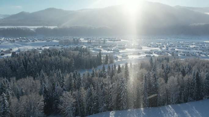 新疆阿勒泰禾木冬天雪景