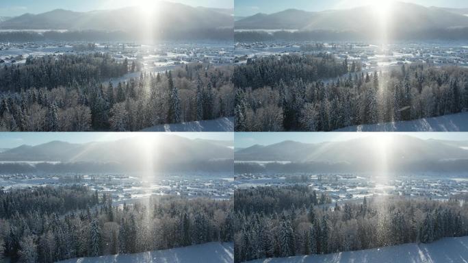 新疆阿勒泰禾木冬天雪景