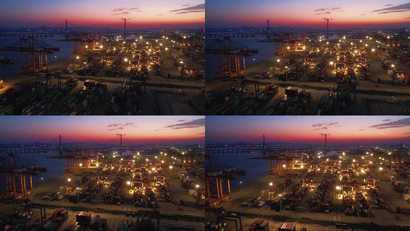厦门航拍远海码头夜景