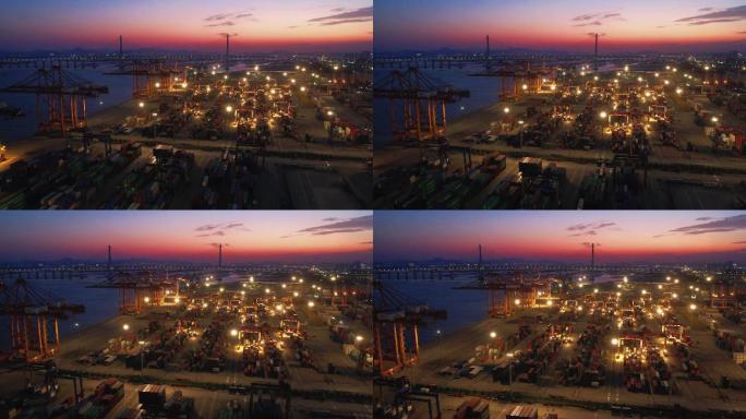 厦门航拍远海码头夜景