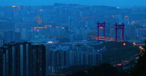重庆城市风光寸滩大桥交通车流视频素材