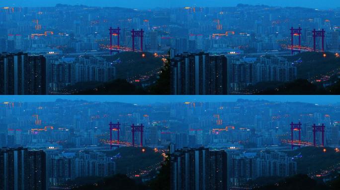 重庆城市风光寸滩大桥交通车流
