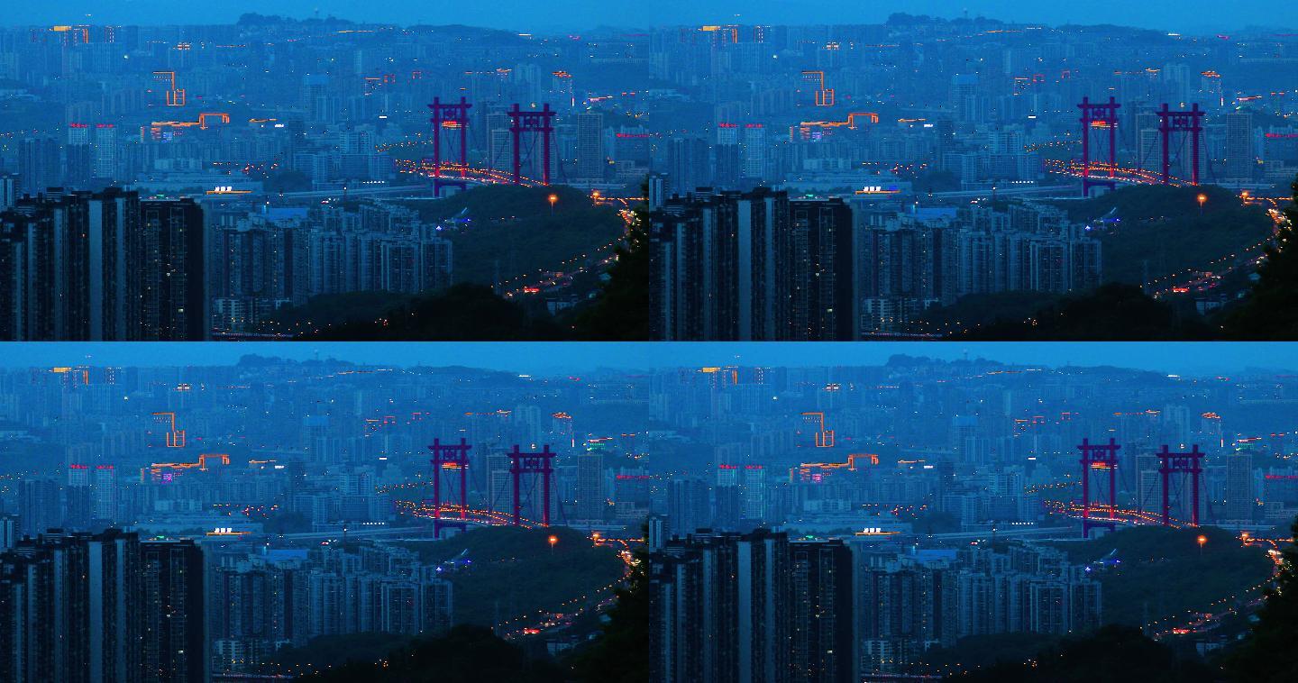 重庆城市风光寸滩大桥交通车流