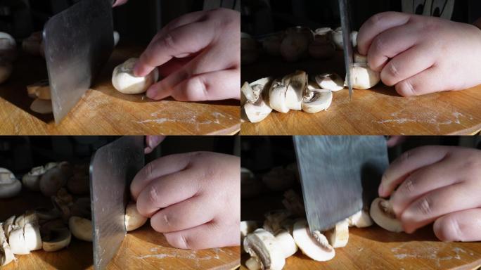 口蘑白蘑菇清洗切片 (10)