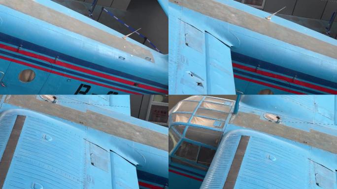 蓝色滑翔机复古飞机老式飞机 (5)