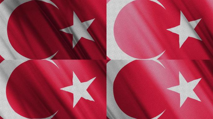 挥舞土耳其国旗的数字生成逼真纹理效果