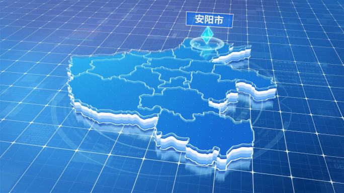 河南安阳市蓝色科技感定位地图