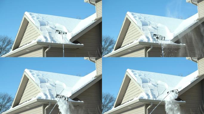 屋顶耙清除冬季积雪