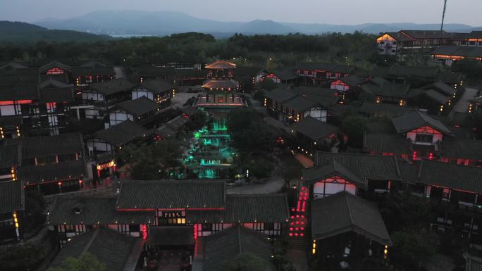 江苏常州东方盐湖城夜景航拍素材4k