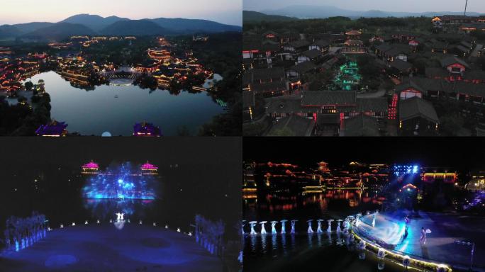 江苏常州东方盐湖城夜景航拍素材4k