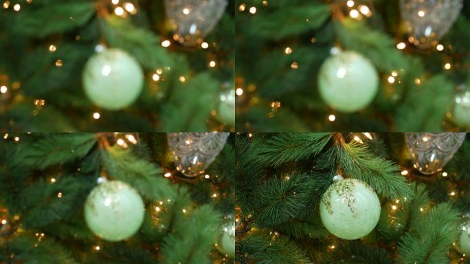 圣诞树上的装饰品灯泡
