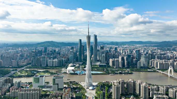 广州城市地标蓝天白云4K09