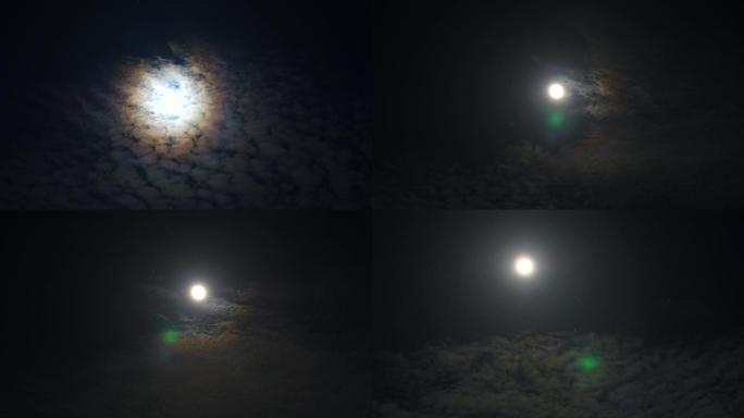 月亮穿过云层，十五的圆月4k延时视频素材