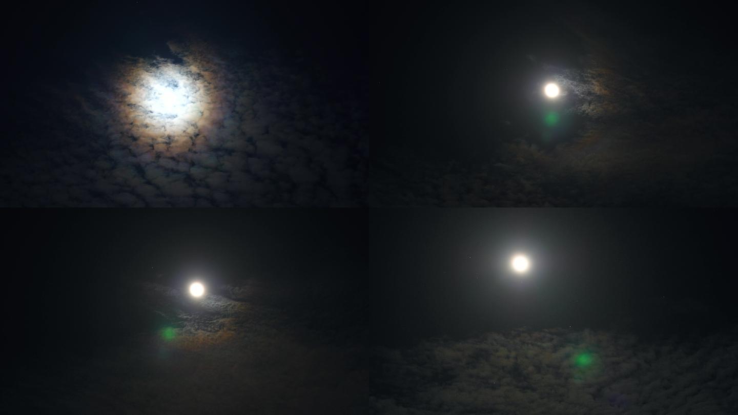 月亮穿过云层，十五的圆月4k延时视频素材