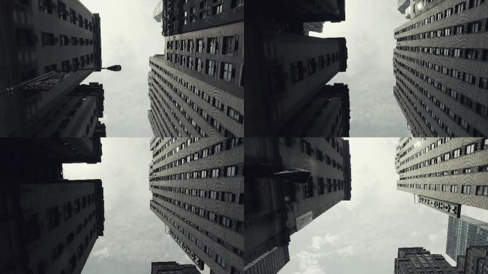 纽约市的摩天大楼华尔街低视角仰拍商务