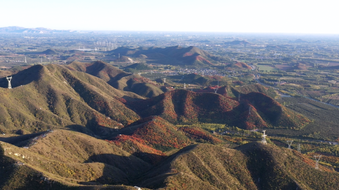 4k秋季航拍北京 山脉红叶风景 山峦森林