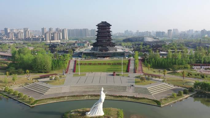 汉中天汉楼女生广场实景航拍高清